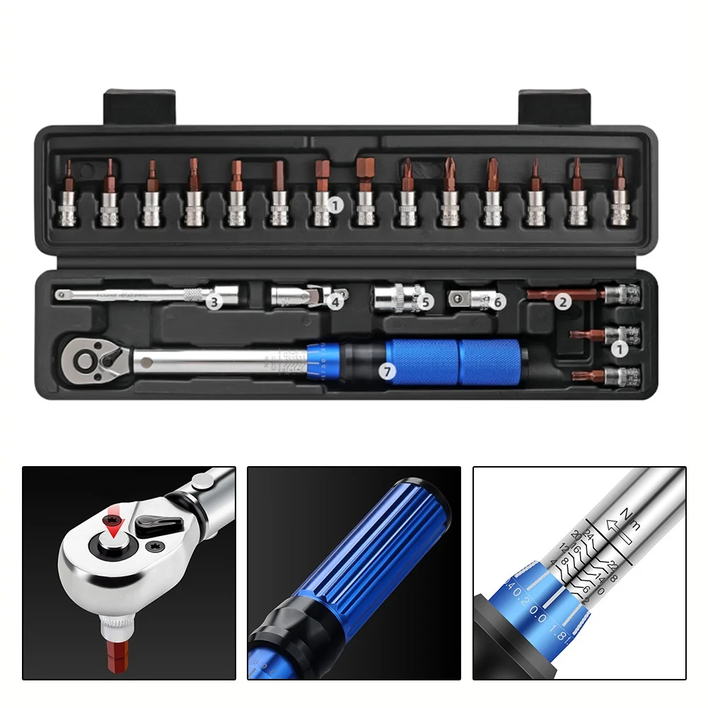 

22pcs 2-24Nm Car Repair Tool Set 1/4-Inch Socket Set Car Repair Tool Ratchet Torque Wrench Combo Tools Kit Auto Repairing Tools