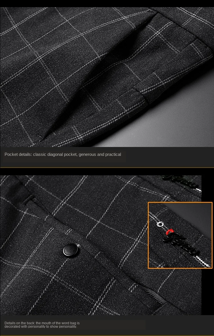 Plaid Summer Pants Men Slim Gray Black Suit Pants Men Stretch Business Formal Trousers Men blazers