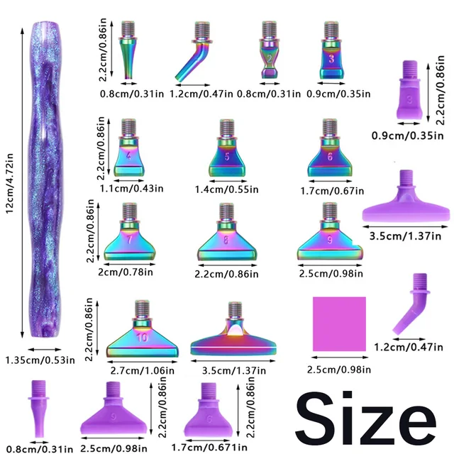 1 ensemble de stylos de peinture diamant en résine 5D avec têtes de stylo de remplacement en métal, multi-placers, stylos de forage pour bricolage, outil d'art des ongles en diamant 2