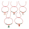 KunJoe 5pcs/set Cute Christmas Series Snowflake Tree Pendant Crystal Bracelet Women CCB Beads Adjustable Thread Rope Bracelet 5