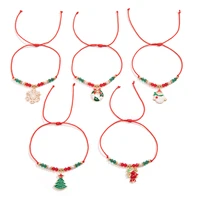KunJoe 5pcs/set Cute Christmas Series Snowflake Tree Pendant Crystal Bracelet Women CCB Beads Adjustable Thread Rope Bracelet - Image 5