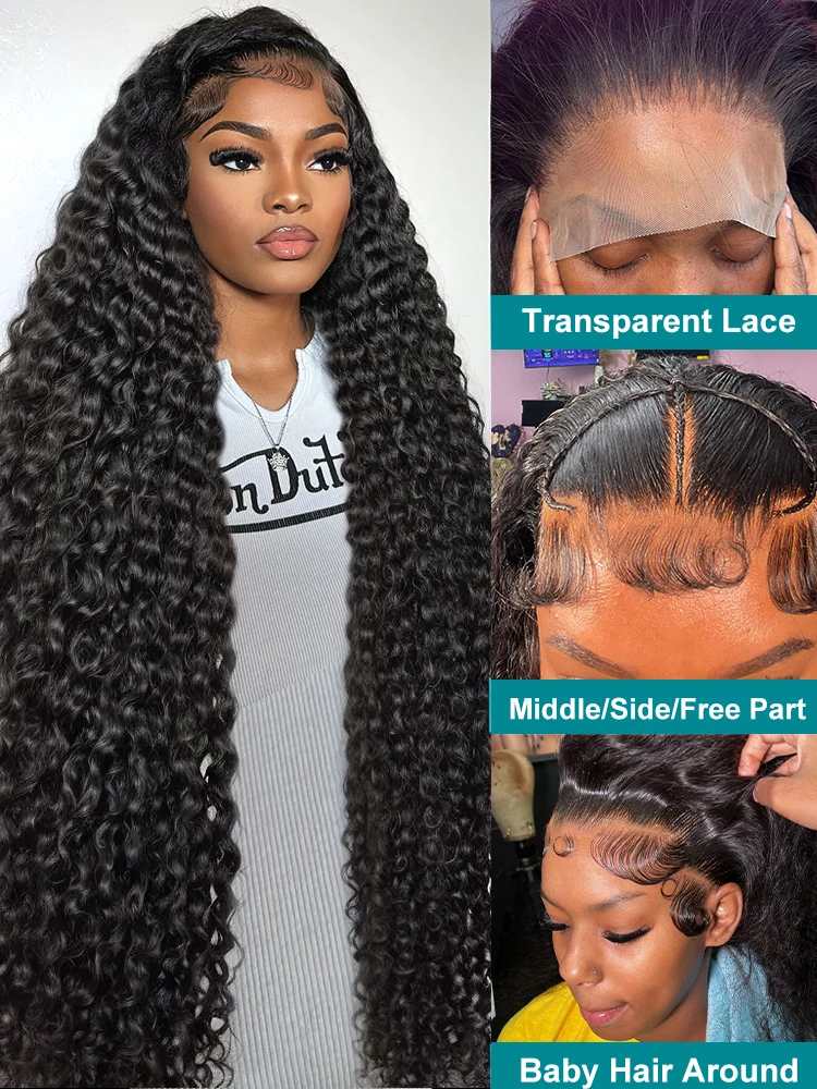 WIGIRL 250% HD 13X6 Curly 30 40 Inch Loose Deep Wave 13X4 Lace Frontal Human Hair Wigs Transparent Lace Front Brazilian Remy Wig 3