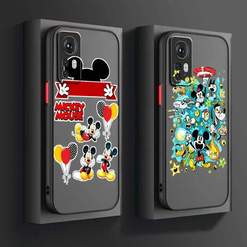 

Disney Mickey Mouse White For Xiaomi Mi 13 12 12T 11T 11 11i 10T 10 9T Pro Lite Ultra 5G Frosted Translucent Phone Case