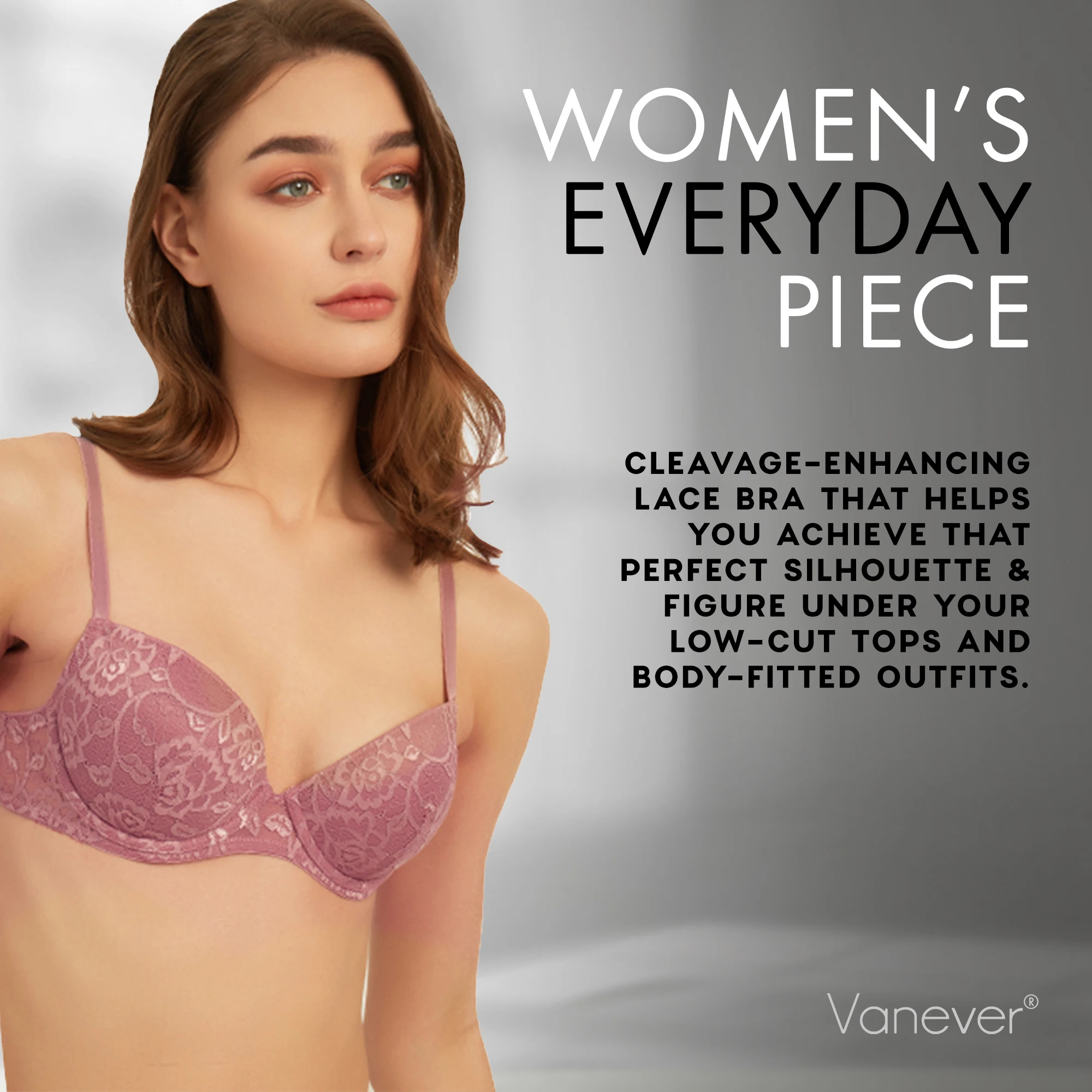 Vanever 1Pcs Women Allover-Lace Padded Wired Bra, Comfy & Breathable Ladies Push Up Bralettes, Underwear & Lingeries for Woman