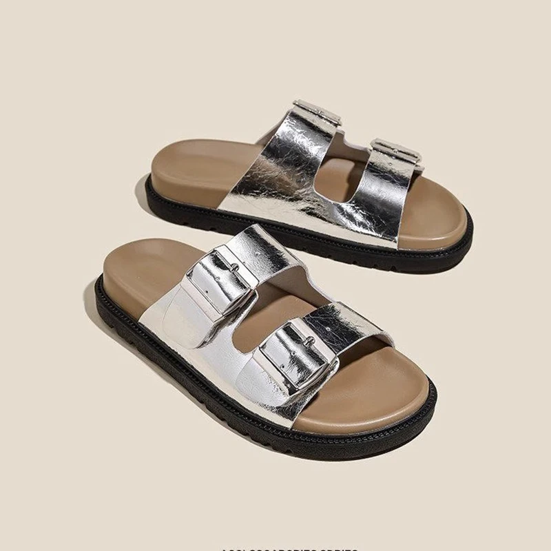 Fashion Flat Designer Sandals Summer Casual Sandals Female Platform Sandals Thick Flat Sandals Tourism Beach Shoes Size 35-40