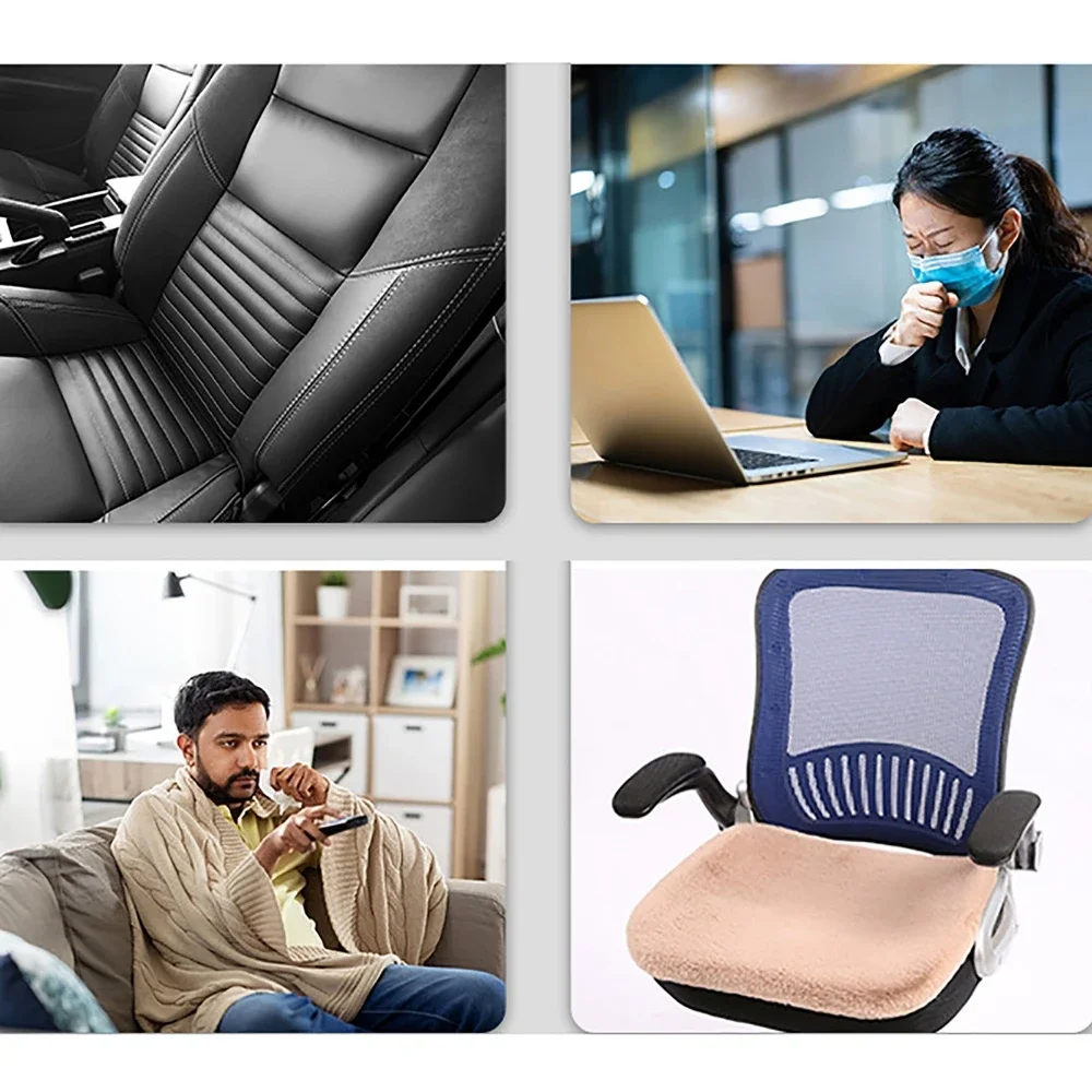 5V 전기 난방 패드 45x45cm 자동차 시트 쿠션, 1m USB 충전 케이블 3 단계 온도 조절기 조정 가능한 겨울 의자 워머