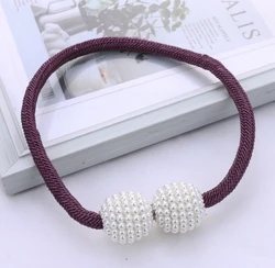 Elegant Pearl Magnetic Curtain Tieback Set - Decorative Buckle Clips - 1PC (Purple)