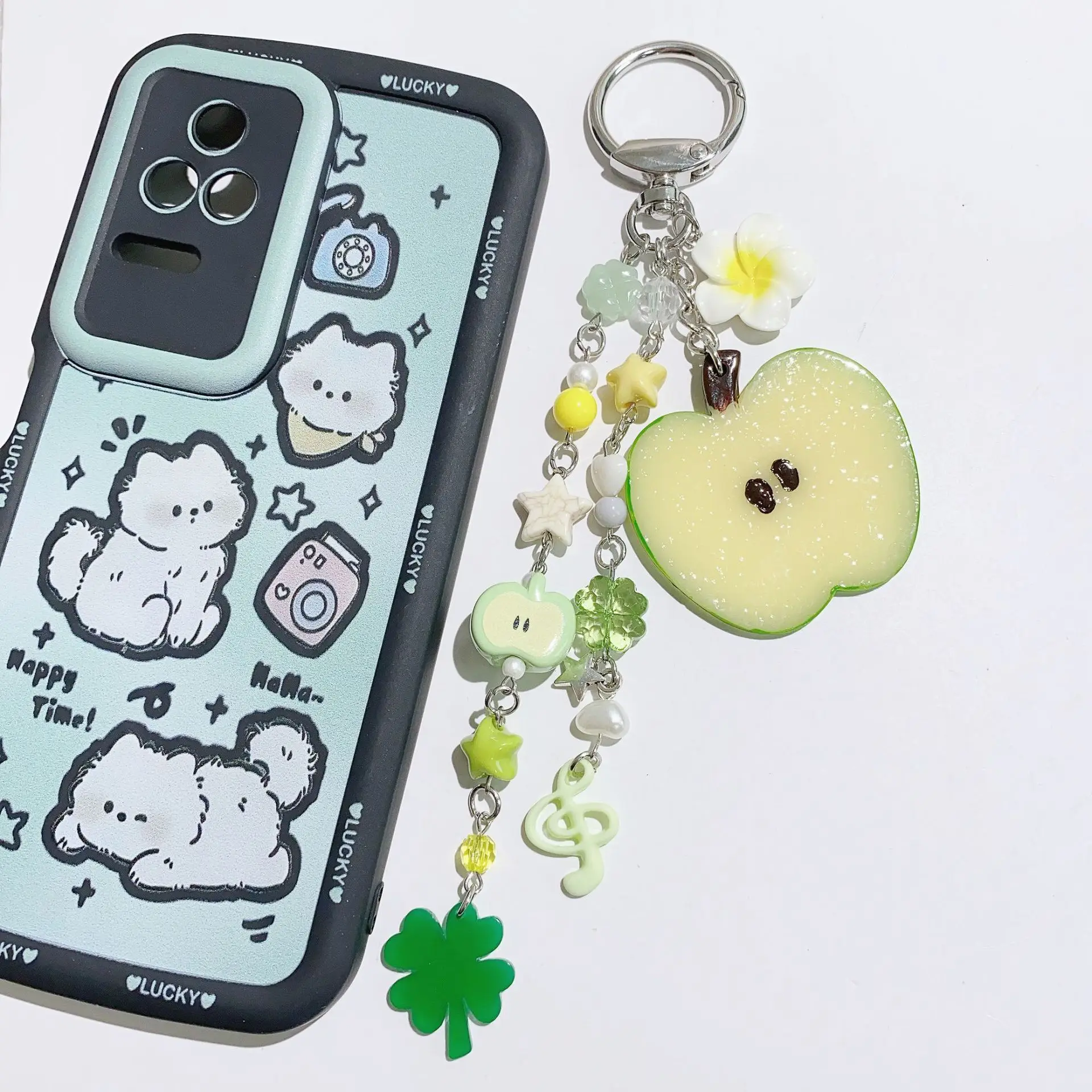 Creative Cute Keychain Fun Simulation Fruit Apple Slice Pendant Key Chain Backpack Hanging Pendant Decoration Jewelry Gift