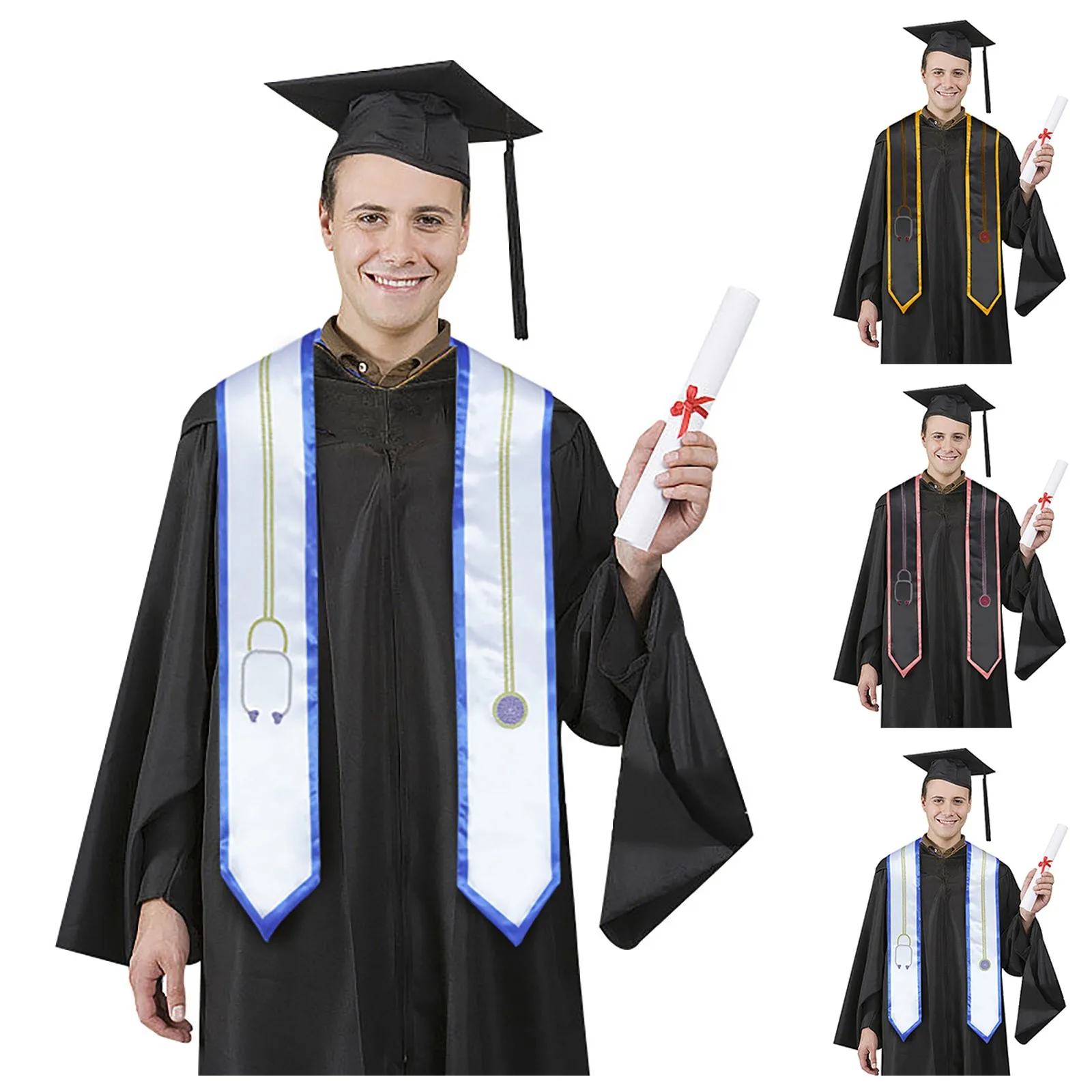 

Unisex Adult Graduation Stole Sash For Academic Commencement Plain Classic 60 High School Collage Ceremony Bachelor Gown Scarf
