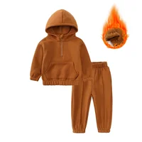 2024 Winter Warm Fleece Toddler Baby Boys Clothing Set Girls Tracksuit Hoodies Zipper Sweatshirts+Pants Clothes Kids Suit 2Pcs 6