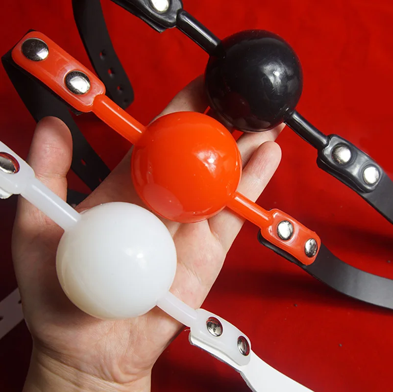 BDSM Ball Gag Submissive 48mm Silicone Slave Mouth Gags Leather Harness Bondage Restraints Sex Toys Couples Adult Games Sex Toys