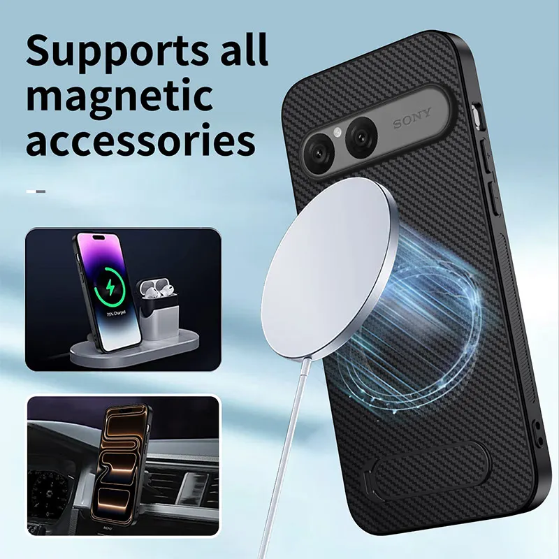 Premium Carbon Fiber Magnetic Phone Case - High Quality Silicone Holder Cover