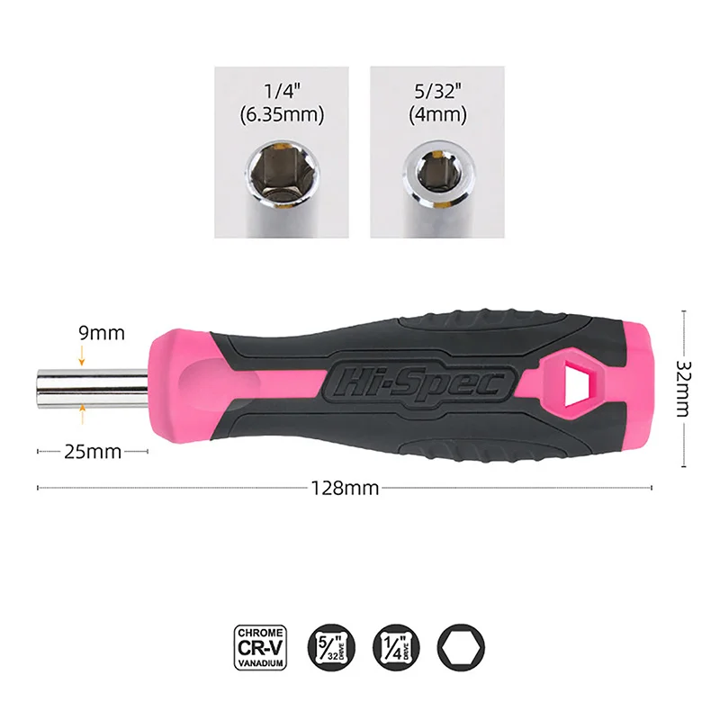 Description Picture 4 of item1/4 (6.35mm) Ratchet Screwdriver Bit Holder Handle Multifunctional Magnetic Bit Driver For Slotted Hex Torx Phillips Bit