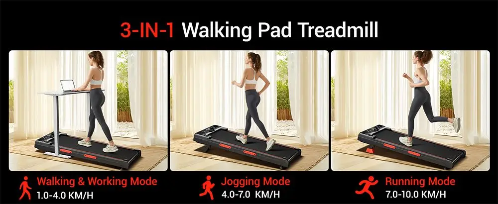 ROBORE X5 Walking Pad with 16% Incline, Triple Shock Absorption, Quiet 2.5HP Brushless Motor, 10km/h Speed, Under-Desk Treadmill