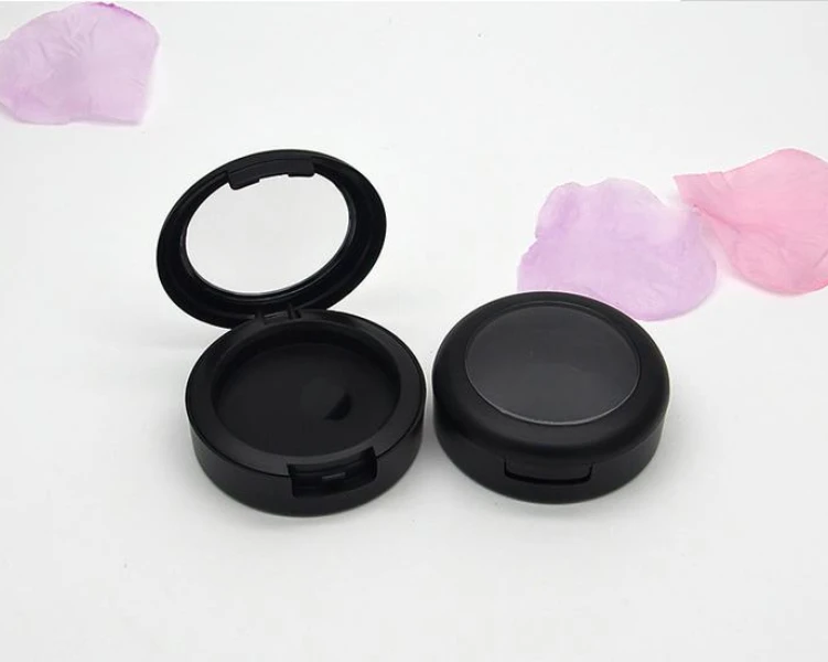 

36mm Frost Black Empty Blusher Cosmetic Compact Box Plastic Eyeshadow Case Clear Cap Cosmetic Powder Container