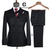 Cenne Des Graoom 2024 New Elegant Man Suits Double Breasted Hand Sewn Buttons 2 Pieces Set High Quality Slim Fit Wedding Party 1