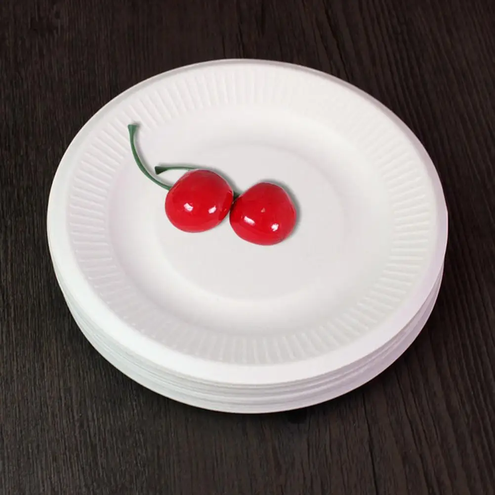 50 Pcs/lot Plastic Plates Disposable Elegant Dishes 50pcs Paper Plate Bone Spitting Plate Tableware for Paper Cardboard Units party tableware,disposable food trays