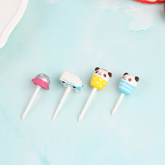 5 db Véletlenszerű Állati Gyümölcs Villa Étel Minőségű Műanyag Rajzfilm Gyerekek Torta Fogpiszkáló Bento Ebéd Kiegészítők - Image 6