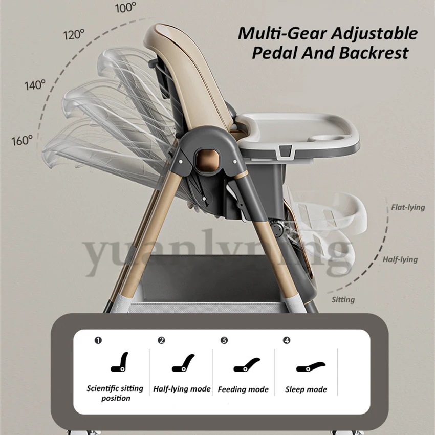 Children's Multifunctional Dining Chair Foldable Baby Eating Seat Highchair