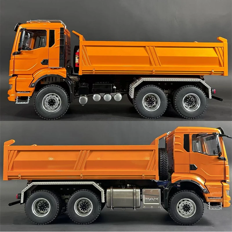 RC Trucks 1/14 6x6 RC Hydraulic Dump Truck CNC Metal Head Shell with Light and Sound System Metal RC Car Model Toys for Boys 3