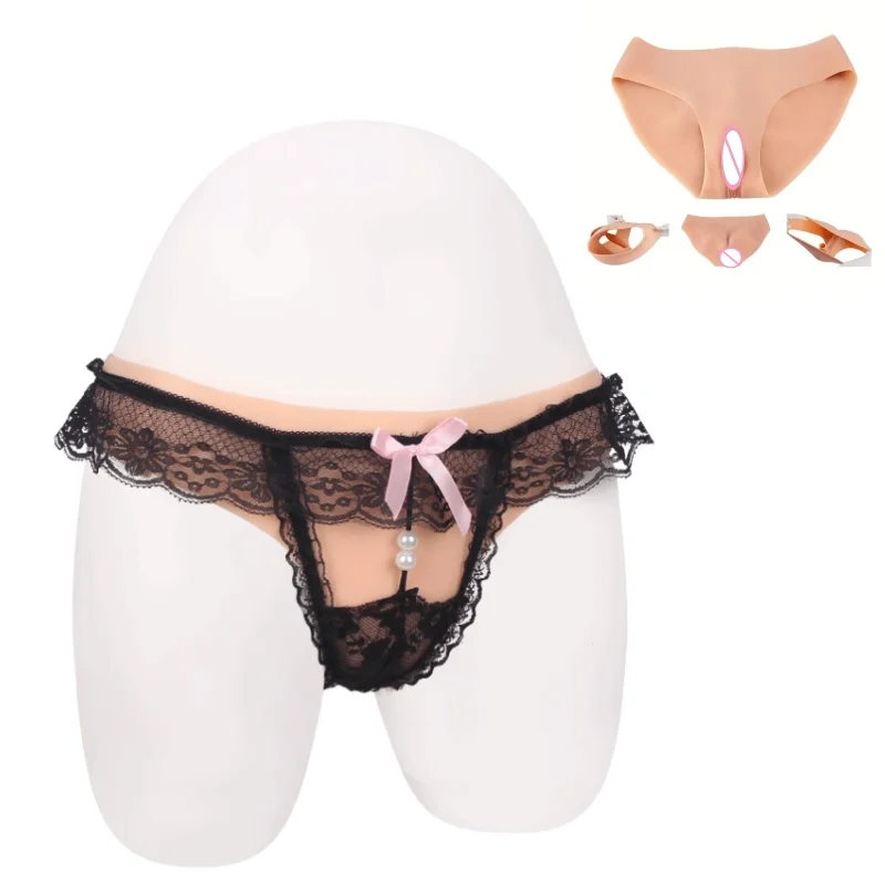Silicone Dildo Triangles Sissy Crossdressing Concealable Fake Vagina Insertable Male Pretender Panties Adult Fetish Sex Toys 18+