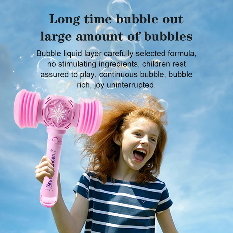 2 In 1 Toy Hammer Automatic Bubble Machine, Princess Toys, For Girls Over Three Years Old Outdoor Party Toys (No Batteries And B 4