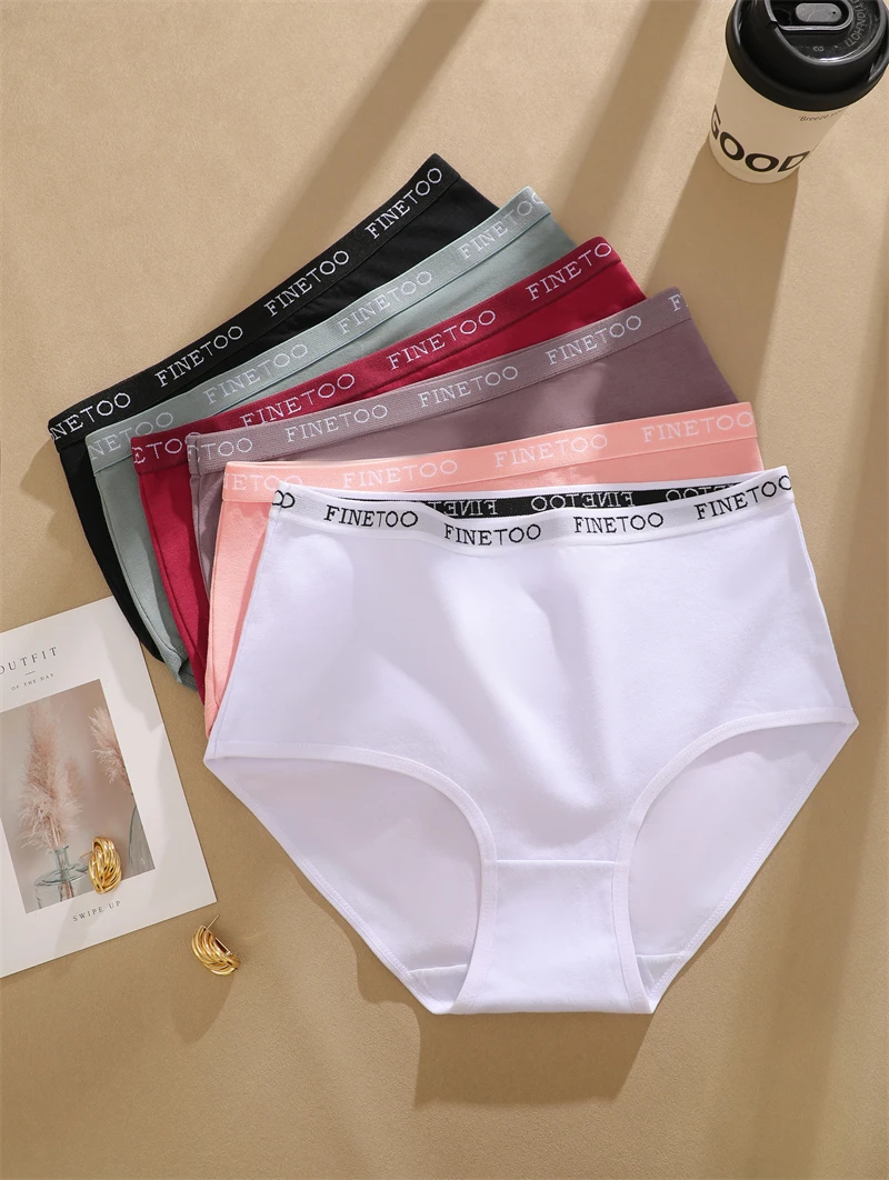 FINETOO 5PCS/Set Cotton High Waist Panties Women's Seamless Breathable Underwear Sexy Stretchy Comfort Briefs Lingerie S-XXL