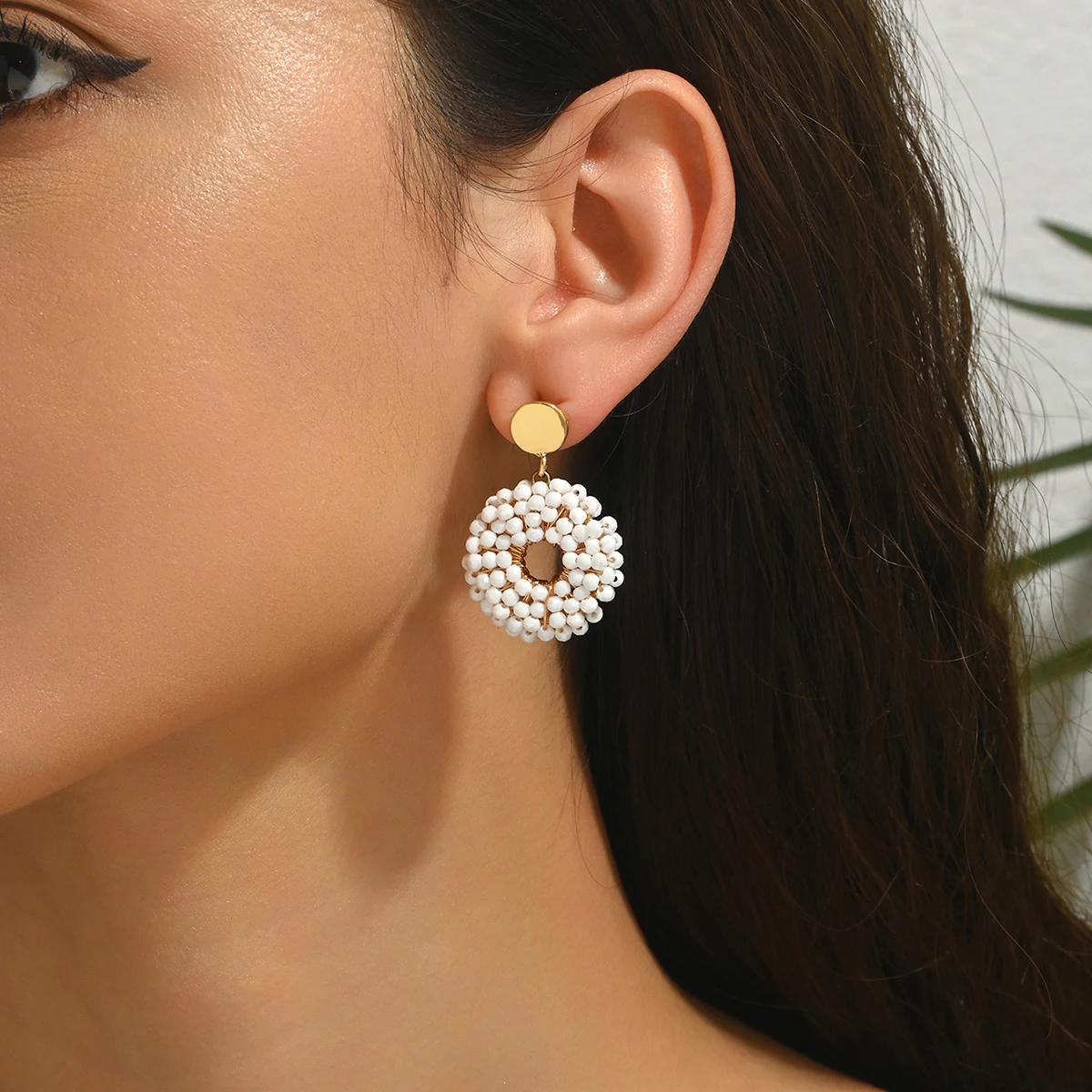 Women’s Handmade Round Bead Earrings – Minimalist Elegant Drop Jewelry