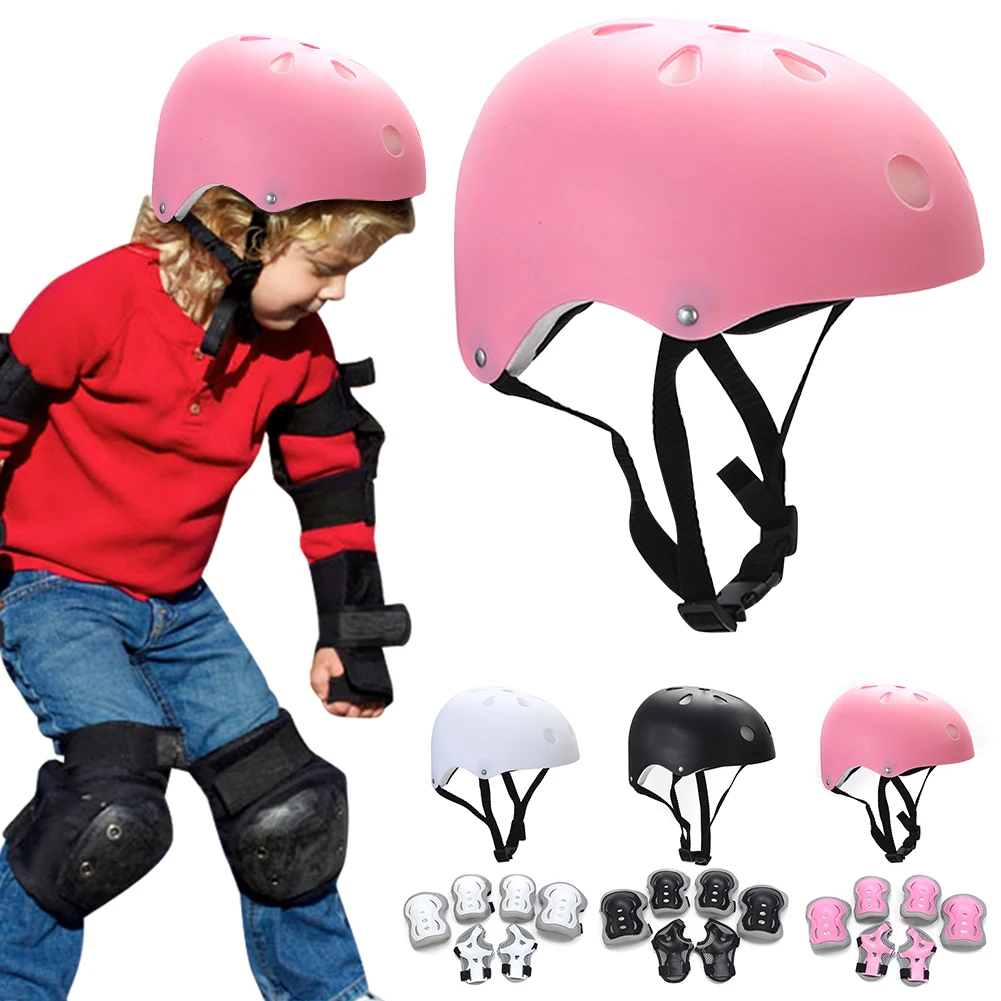 7Pcs/Set Kids Roller Skating Scooter Helmet Protection Safety Guard Boys Girls Safety Cycling Skateboard Helmet Knee Elbow Pads
