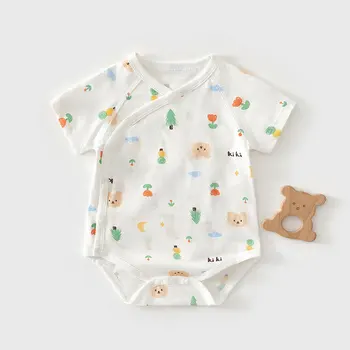 AYNIGIELL ثوب فضفاض صيفي للأطفال حديثي الولادة 100% قطن جسم الرضع بأكمام قصيرة بدلة أطفال كرتونية ملابس رومبير للأطفال الأولاد والبنات 3