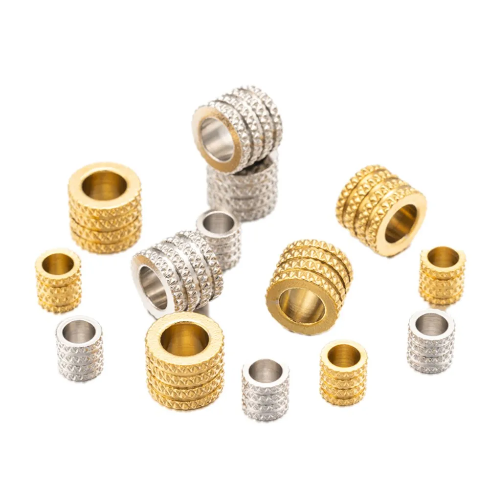 10 stücke 5/6/8/10mm Edelstahl Gold große große Loch Abstand halter Perlen für DIY Armbänder Halsketten Schmuck Herstellung liefert Ergebnisse