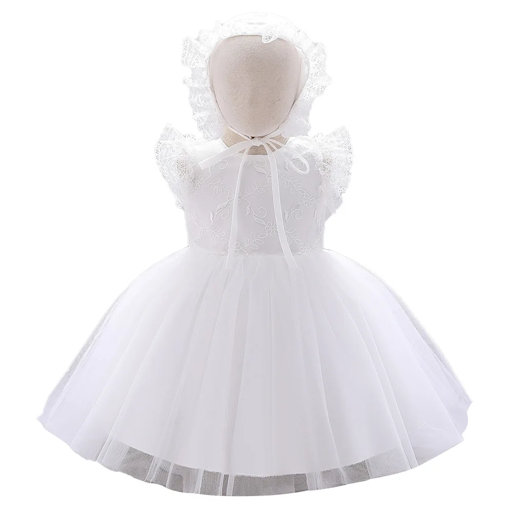 

0-24M Toddler Girls Outfit White Lace Appliques Princess Dress Wedding Party Kids Dress for Children's Birthday Girl Clothes