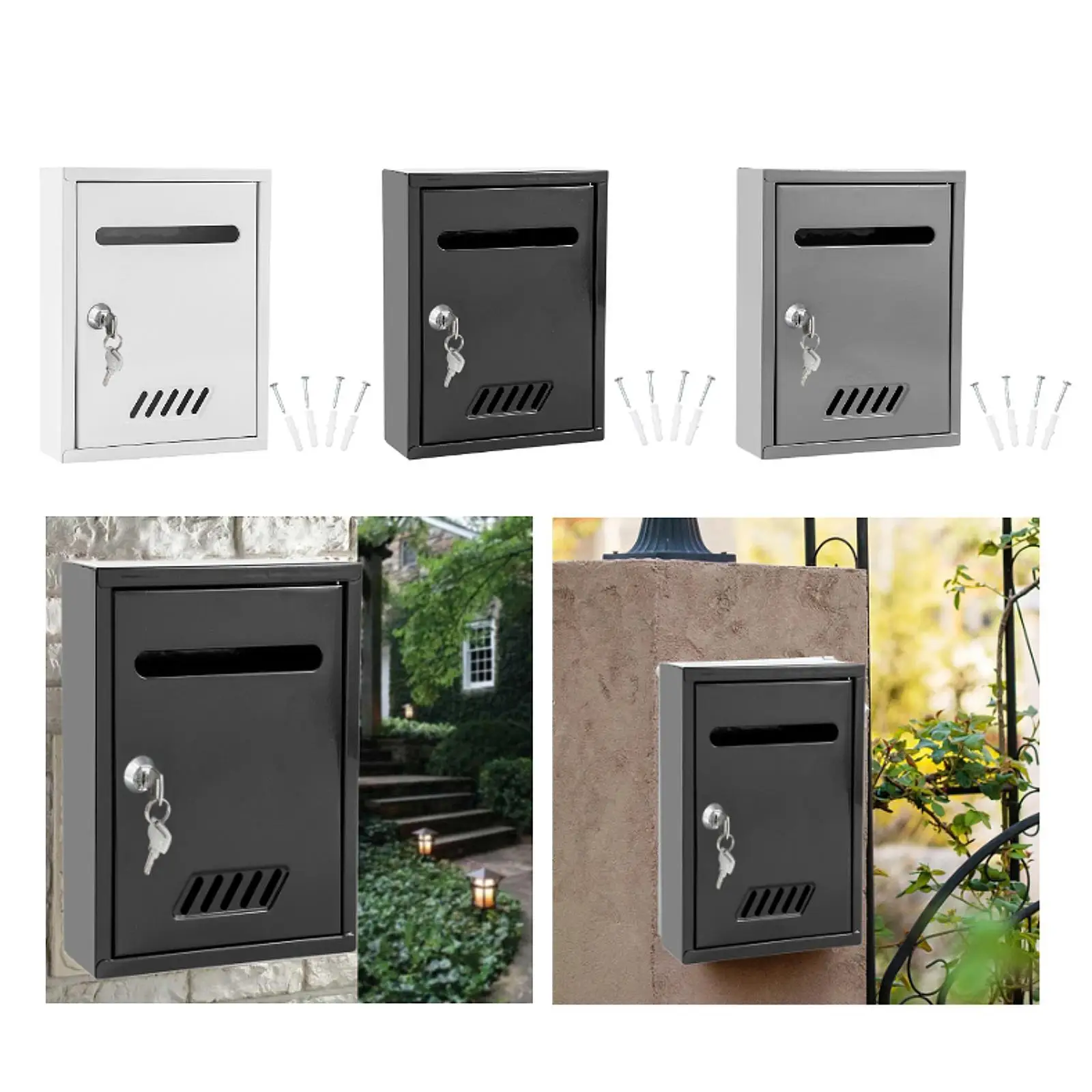 Wall Mounted Mailbox Modern Metal Post Box for Office Home Decor Front Door