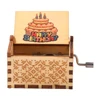 Happy Birthday Musical Ornaments Antique Wooden Engraved Hand Cranked Music Box 6