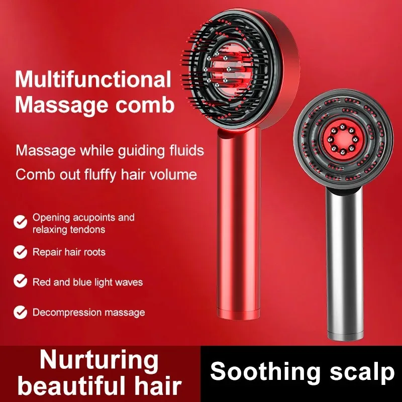 Electric Hair Regrowth Brush with Infrared Light Machine Acupoint Scalp Massage Anti-Hair Loss Exercise Hair Scrubber Combs