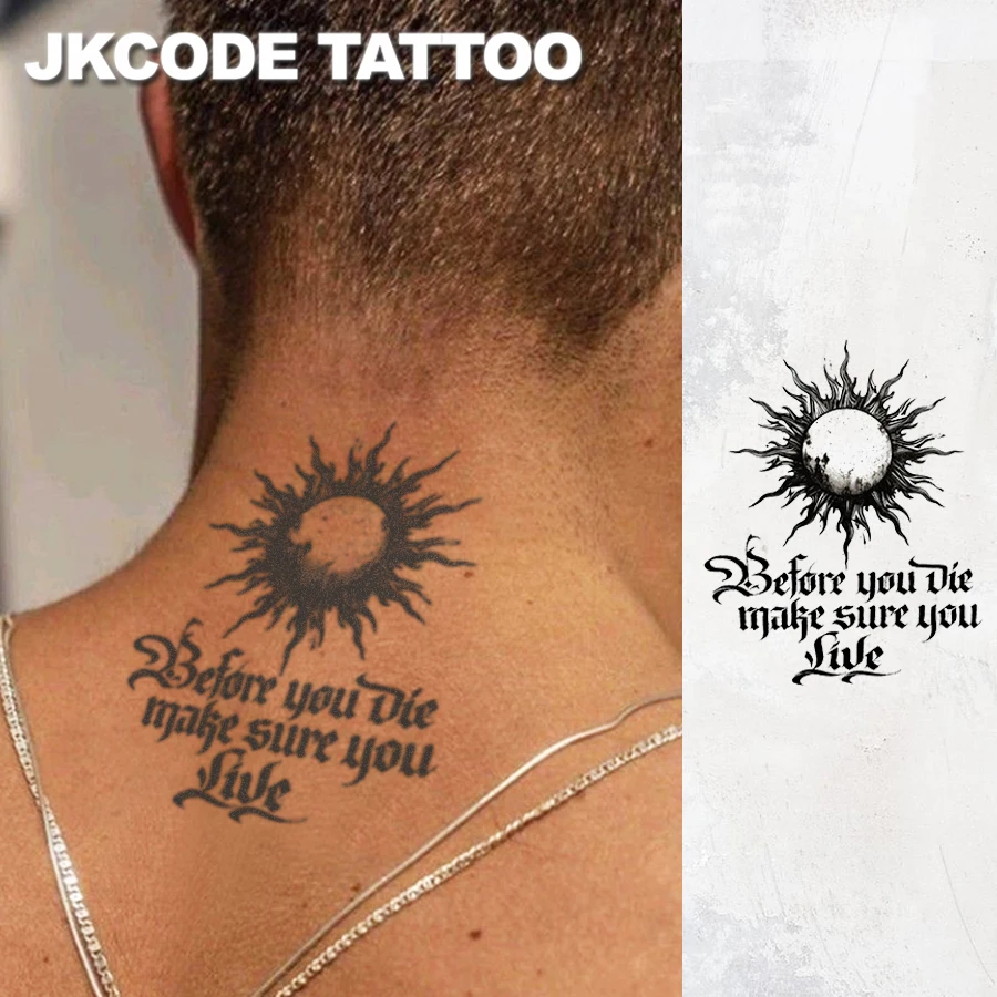 Waterdicht ontwerp Semi-permanente tatoeages, vlamzonpatroon - Inspirerende  Engelse zinnen - Tweeërlei gebruik Heren nek Handvinger Tijdelijke tattoo  Duurt gedurende 15 dagen - AliExpress, image size:900x900