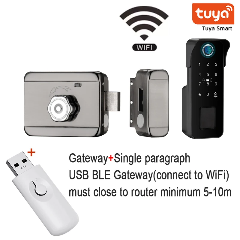 Tuya مقاوم للماء قفل الباب الذكي بصمة في الهواء ال...