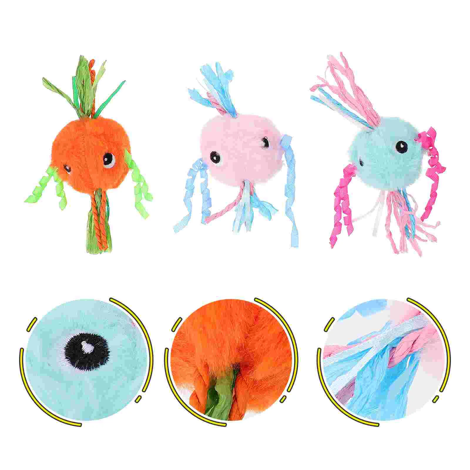 

3 Pcs Bite-resistance Cat Molar Toys Cat Interactive Plush Cat Chewing Toys