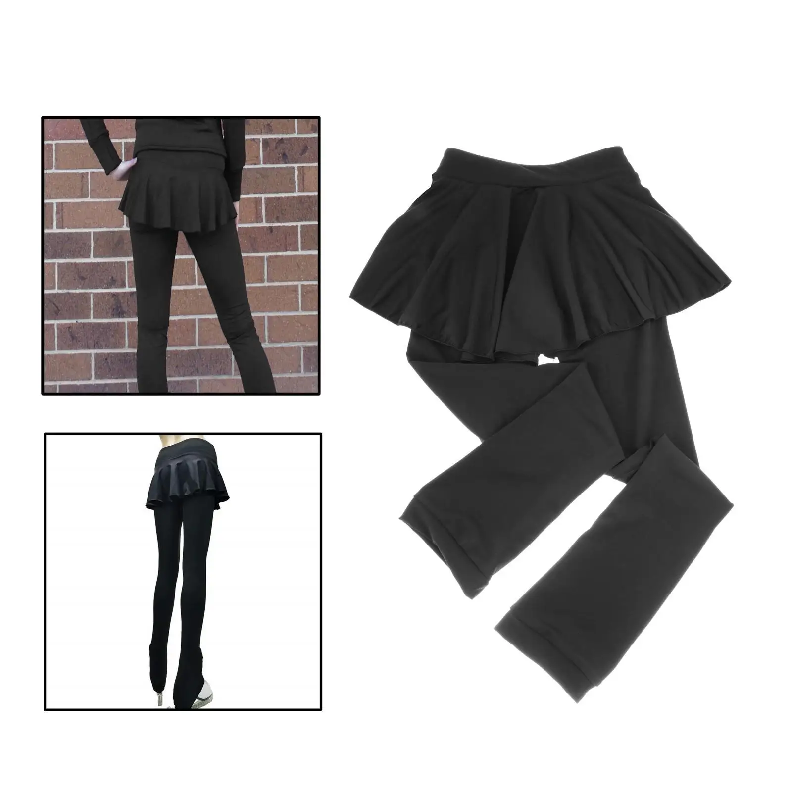 Figure Skating Practice Pants with Short Skirts Child Adult Training Skating Leggings