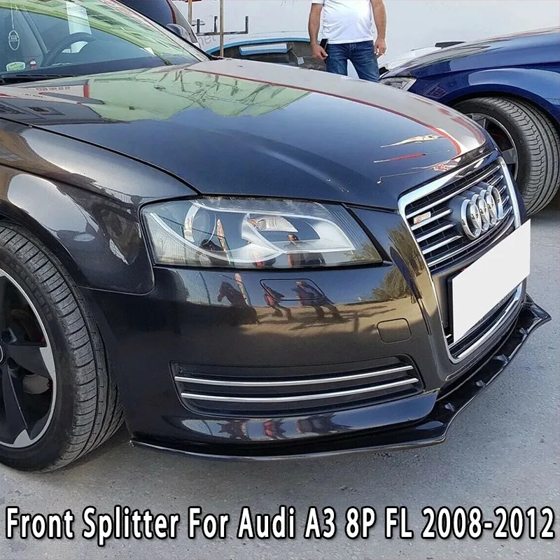 Spoiler Lèvre Avant Glossy Black – Pare-chocs Avant Pour Audi A3 S3 8Y 2021-2023 – Becquet Sport Aérodynamique, Diffuseur Séparateur Carrosserie