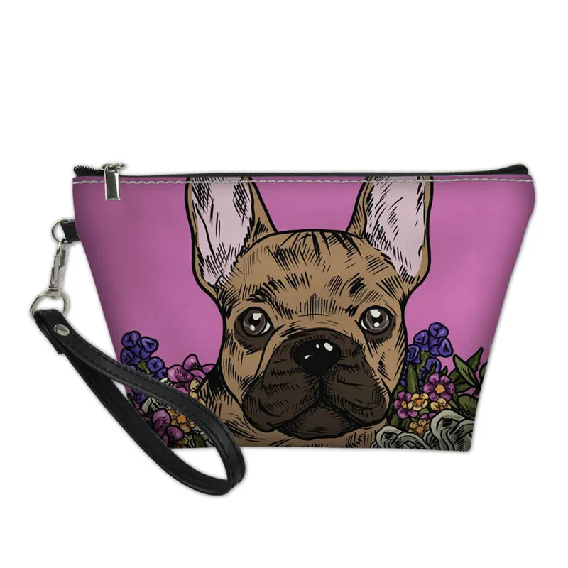 

Toiletry Bags Travel PU Leather Cosmetic Bag Small Women Makeup Bag French Bulldog Make up Case Beauty Storage