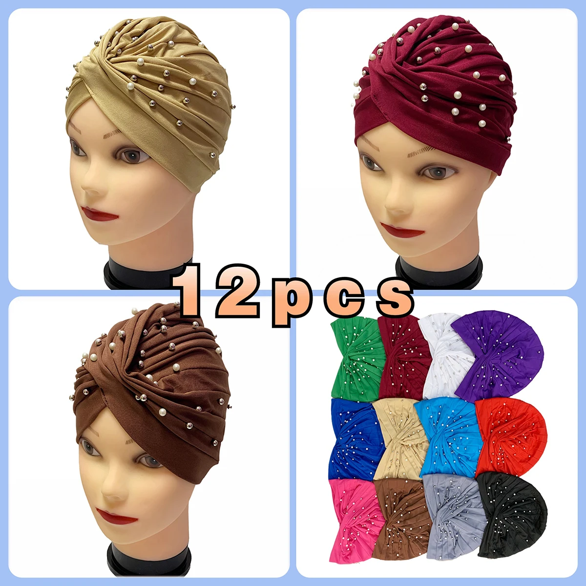 

Wholesale Order Handmade Stones Auto Gele Ics Silk Elegant Flowers Scarf Turban Hats Headwrap For Women Evening Party Cap Wear