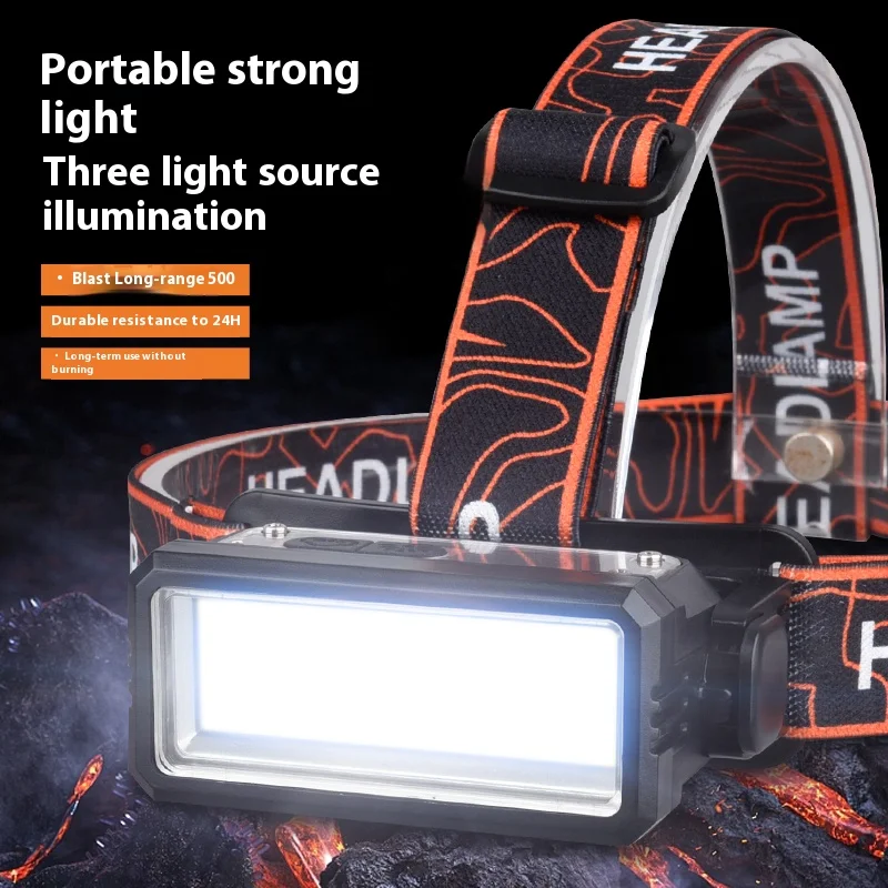 Smiling Shark Lampe Frontale, 230°Angle Large 3*LED Bandes Lumineuses
