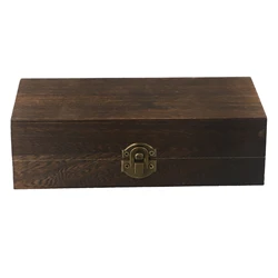 Rectangular Durable Wooden Storage Box with Clamshell Lid - Retro Jewelry and Gift Organizer (Dark color)