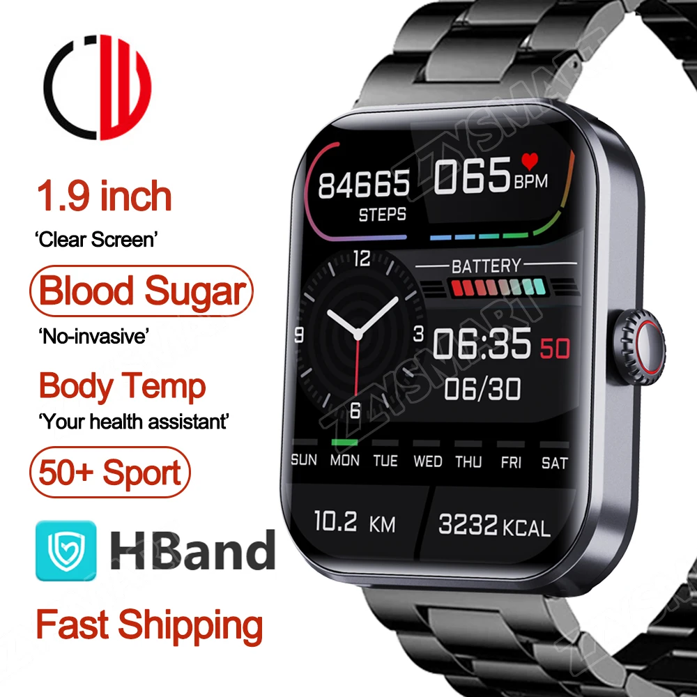 

ZZYSMART F57L 2023 New Smart Watch Blood Glucose Sugar 1.9inch 50+ Sport Smartwatch Men Women 24 Hour Heart Rate Fitness Tracker