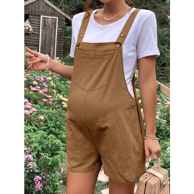 Maternity Jumpsuits Knee-length Plus Size Pregnant Woman Rompers Pregnancy Overalls Cotton Clothes Summer Fashion New