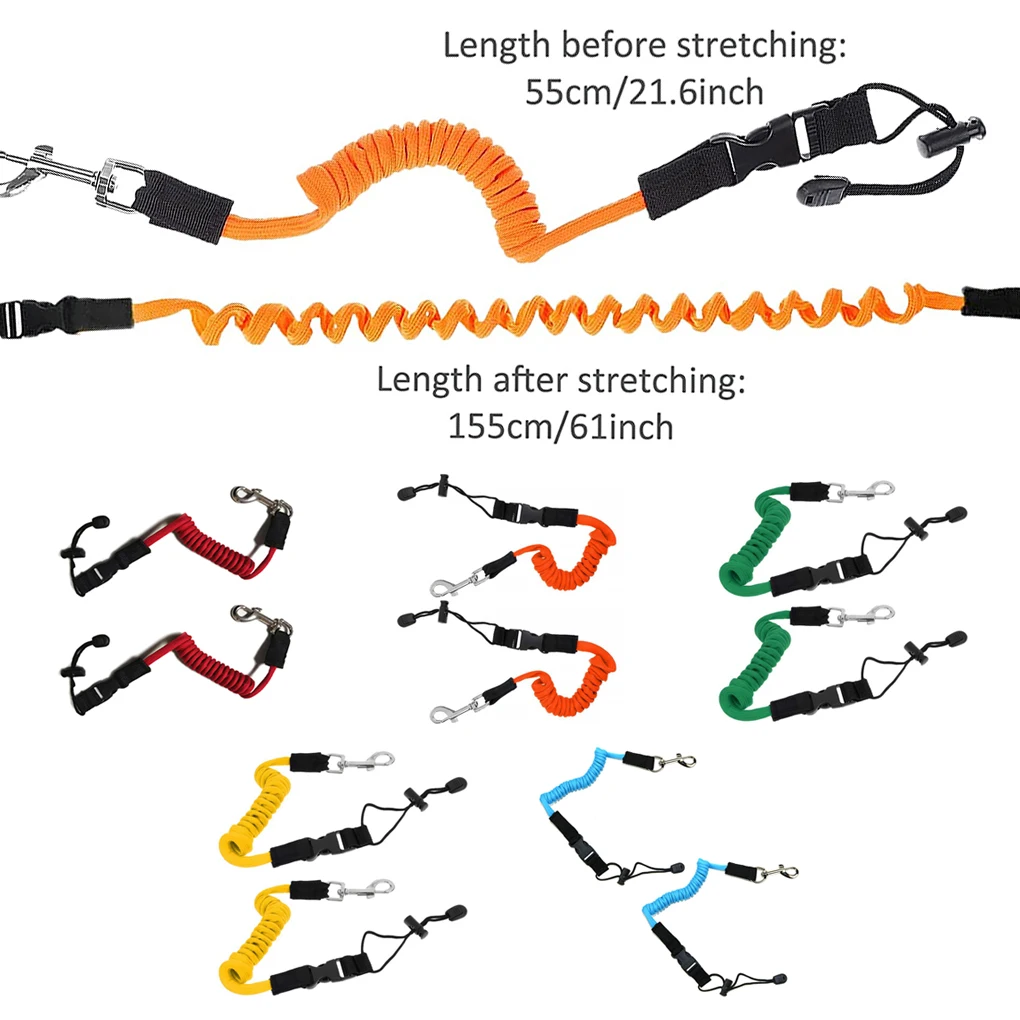 Pack of 2 Kayak Paddle Leash Rope Elastic Fishing Rod Safety