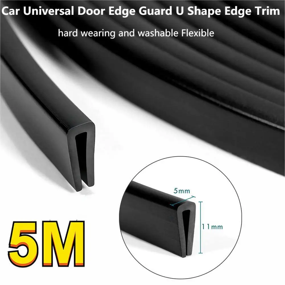 

5m Rubber Edging Trim Strip U-Shape Car Door Protector Edge Scratch Strip Guard Trim Automobile Door Anti Collision Protection