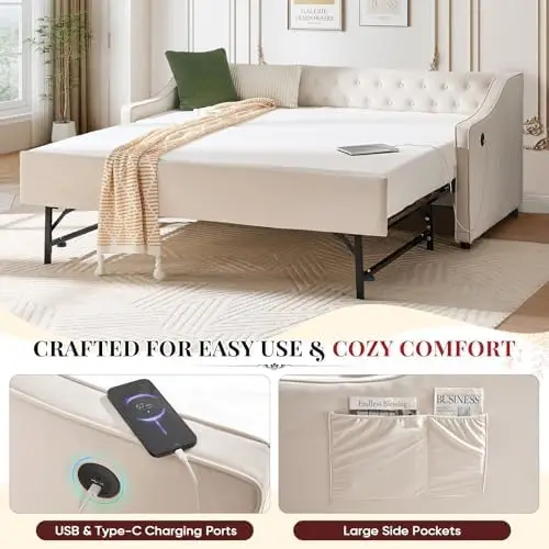 Upholstered Twin Trundle Daybed 5