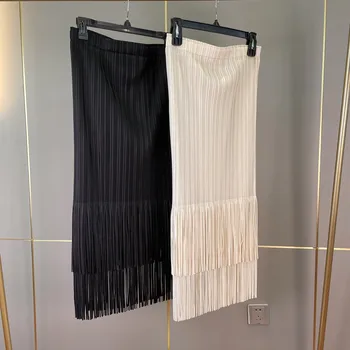 Abito con frange mezza gonna abbigliamento donna harajuku Slim Fit vestiti in stile coreano gonna nera a pieghe